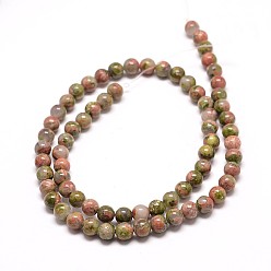 Unakite Natural Unakite Round Bead Strands, 6mm, Hole: 1mm, about 60pcs/strand, 16 inch