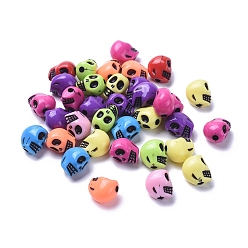 Mixed Color Antique Acrylic Beads, Skull, Mixed Color, 13x10x11mm, Hole: 1.5mm, about 600pcs/500g