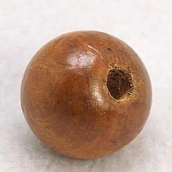 Brun Saddle Des perles en bois naturel, ronde, teint, selle marron, 16x18mm, trou: 4mm, à propos de 600pcs / 1000g