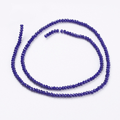 Royal Blue Opaque Solid Color Glass Bead Strands, Imitation Jade, Faceted, Rondelle, Royal Blue, 3x2mm, Hole: 0.8mm, about 185~190pcs/strand, 14.9~17.3 inch(38~44cm)