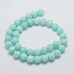 Mixed Color Natural & Dyed Malaysia Jade Bead Strands, Round, Mixed Color, 8mm, Hole: 1.0mm, about 48pcs/strand, 15 inch