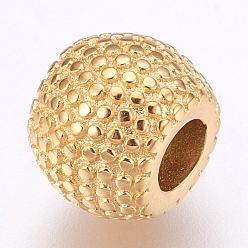Golden Ion Plating(IP) 304 Stainless Steel European Beads, Large Hole Beads, Rondelle, Golden, 10.5x8.5mm, Hole: 4.5mm