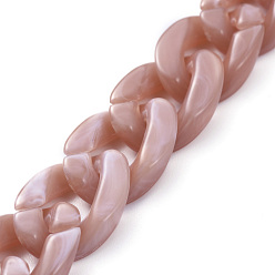 Dark Salmon Handmade Acrylic Curb Chains, Imitation Gemstone, for Handbag Chain Making, Dark Salmon, Link: 23x16.5x5mm, 39.37 inch(1m)/strand
