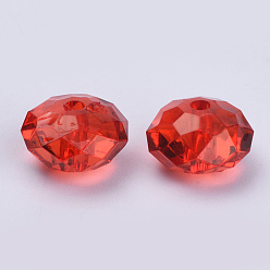 Red Transparent Acrylic Beads, Faceted, Rondelle, Red, 8x5mm, Hole: 1.4mm, about 2700pcs/500g
