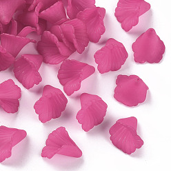 Средний Фиолетово-красный Прозрачные колпачки акриловая бисера, труба цветок бисер, матовые, цветок, средне фиолетовый красный, 18x18x17 мм, отверстие : 1.5 мм, Около 700 шт / 500 г