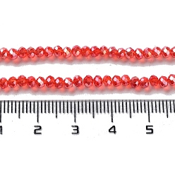 Rouge Perles en verre electroplate, de couleur plaquée ab , facettes rondelle, rouge, 3x2mm, Trou: 0.5mm, Environ 165~170 pcs/chapelet, 16.7 pouce