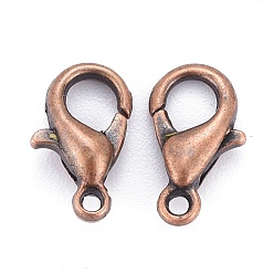 Red Copper Zinc Alloy Lobster Claw Clasps, Parrot Trigger Clasps, Cadmium Free & Nickel Free & Lead Free, Red Copper, 10x6mm, Hole: 1mm