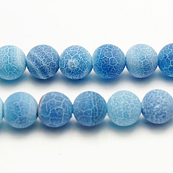 Bleu Bleuet Brins de perles de naturelles craquements en agate , teint, ronde, Grade a, bleuet, 4mm, Trou: 0.8mm, Environ 93 pcs/chapelet, 15 pouce