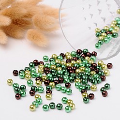 Mixed Color Choc-Mint Mix Pearlized Glass Pearl Beads, Mixed Color, 6mm, Hole: 1mm, about 200pcs/bag