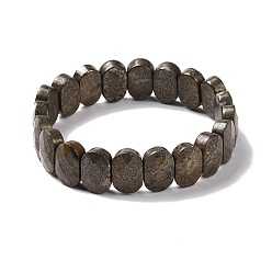 Pyrite Natural Pyrite Oval Beaded Stretch Bracelet, Gemstone Jewelry for Women, Inner Diameter: 2-1/8 inch(5.4~5.5cm)