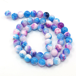 Deep Sky Blue Natural Persian Jade Beads Strands, Dyed, Round, Deep Sky Blue, 8mm, Hole: 1.2~1.5mm, about 50pcs/strand, 16 inch