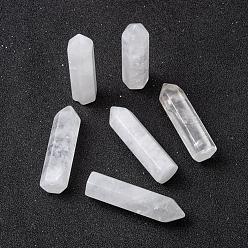 Quartz Crystal Natural Quartz Crystal Pointed Beads, Healing Stones, Reiki Energy Balancing Meditation Therapy Wand, No Hole/Undrilled, For Wire Wrapped Pendant Making, Bullet, 36.5~40x10~11mm