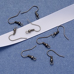 Bronze Crochets de boucles d'oreilles en fer, fil d'oreille, avec boucle horizontale, sans cadmium et sans nickel et sans plomb, gris anthracite, 17~19x0.8mm, Trou: 2mm, Jauge 22, pin: 0.6 mm