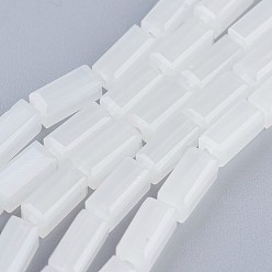 White Glass Beads Strands, Imitation Jade, Faceted, Cuboid, White, 6.5~7x3~3.5x3~3.5mm, Hole: 0.5mm, about 80pcs/strand, 20.6~22 inch(52.5~56cm)