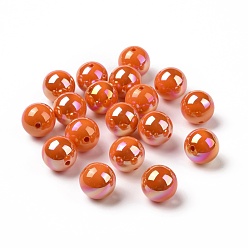 Coral ABS Plastic Beads, AB Color Plated, Round, Coral, 16x15mm, Hole: 2mm