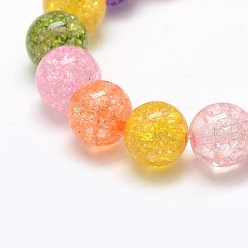 Mixed Color Synthetic Crackle Quartz Round Beads Strands, Dyed & Heated, Mixed Color, 6mm, Hole: 1mm, about 73pcs/strand, 16.14 inch