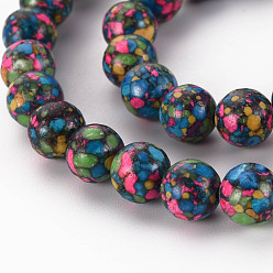 Colorful Natural Jasper Beads Strands, Imitation Turquoise, Round, Dyed, Colorful, 8.5mm, Hole: 1mm, about 43~44pcs/strand, 15.16 inchdes~15.35 inch(38.5cm~39cm)