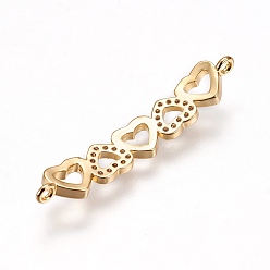 Golden Brass Micro Pave Cubic Zirconia Links, Heart, Clear, Golden, 33x6x1.5mm, Hole: 1.2mm