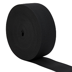 Black Flat Elastic Rubber Cord/Band, Webbing Garment Sewing Accessories, Black, 49mm, about 20m/Roll