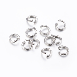Stainless Steel Color 304 Stainless Steel Open Jump Rings, Stainless Steel Color, 8x0.8mm, 20 Gauge