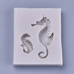 Light Grey Food Grade Silicone Molds, Fondant Molds, For DIY Cake Decoration, Chocolate, Candy, UV Resin & Epoxy Resin Jewelry Making, Sea Horse, Light Grey, 60x48x9mm