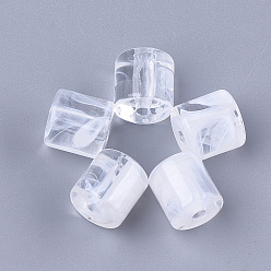 Clear Acrylic Beads, Imitation Gemstone, Column, Clear & White, 10x9.5mm, Hole: 2mm, about 580pcs/500g