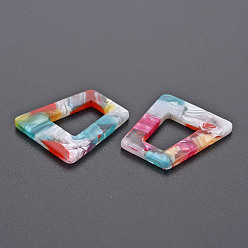 Colorful Cellulose Acetate(Resin) Pendants, Trapezoid, Colorful, 29.5x27x2.5mm, Hole: 1.4mm