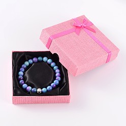 Mixed Color Square Cardboard Bracelet Boxes, Mixed Color, 9.1x9.2x2.2cm