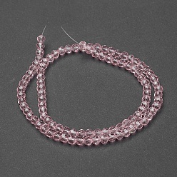 Rose Brumeux Chapelets de perles en verre, à facettes (32 facettes), ronde, rose brumeuse, 4mm, Trou: 1mm, Environ 98 pcs/chapelet, 13.7 pouce