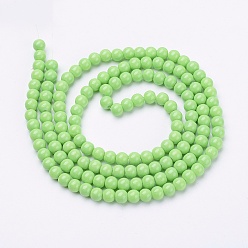 Light Green Painted Glass Bead Strands, Baking Paint, Round, Light Green, 6mm, Hole: 1.3~1.6mm, about 133pcs/strand, 31.4 inch