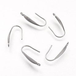 Stainless Steel Color 304 Stainless Steel Earring Hooks, with Vertical Loop, Stainless Steel Color, 20x4.5x1mm, Hole: 1mm, 21 Gauge, Pin: 0.7mm
