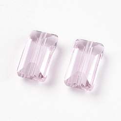Бледно-Розовый Имитация Австрийские кристаллические шарики, класс AAA, граненые, прямоугольные, розовый жемчуг, 4.55x8x3 мм, отверстие : 0.7~0.9 мм