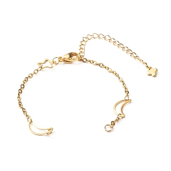 Golden 304 Stainless Steel Moon & Star Link Chains Bracelet Making, with Lobster Claw Clasps, Golden, 5-1/2x3/8 inch(14x0.9cm)