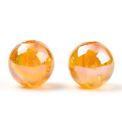 Dark Orange Transparent Acrylic Beads, AB Colors Plated, Round, Dark Orange, 10mm, Hole: 1.8mm, about 950pcs/500g