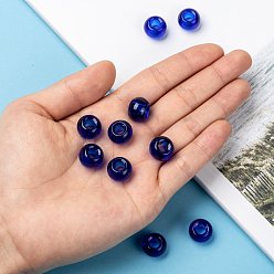 Royal Blue Glass European Beads, Large Hole Beads, Rondelle, Royal Blue, 15x10mm, Hole: 5~6.4mm