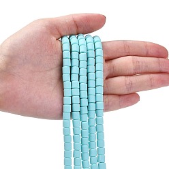 Turquoise Pâle Polymère main brins d'argile de perles, colonne, turquoise pale, 6.5x6mm, Trou: 1.2mm, Environ 61 pcs/chapelet, 15.75 pouce (40 cm)