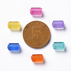Mixed Color Transparent Acrylic Beads, Faceted, Polygon, Mixed Color, 9x5mm, Hole: 1.8mm, about 3496pcs/500g