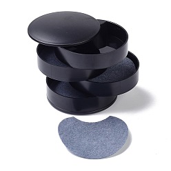 Black 4-Layer Rotating Travel Jewelry Tray Case, Jewelry Organizer with Felt Cloth, for Bracelets Rings Bracelets, Black, 10.05x10.4cm, Inner Size: 96x79mm