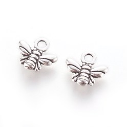 Antique Silver Tibetan Style Alloy Charms, Cadmium Free & Lead Free, Bee, Antique Silver, 10x11x2mm, Hole: 2mm