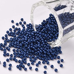 Royal Blue 11/0 Grade A Round Glass Seed Beads, Baking Paint, Royal Blue, 2.3x1.5mm, Hole: 1mm, about 48500pcs/pound