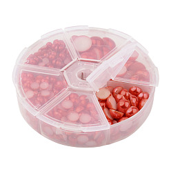 Rouge 1 box abs cabochons en plastique imitation dôme perle, demi-tour, rouge, 4~12x2~6 mm, sur 690 pcs / boîte