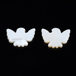 Blanc Fumé Perles de coquillages naturels d'eau douce, pigeon, fumée blanche, 17x13x3mm, Trou: 1mm