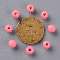 Saumon Perles acryliques opaques, ronde, Saumon, 6x5mm, Trou: 1.8mm, environ4400 pcs / 500 g