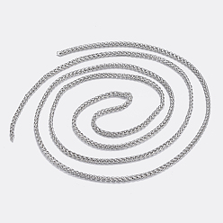 Stainless Steel Color 304 Stainless Steel Wheat Chains, Foxtail Chain, Unwelded, Stainless Steel Color, 3.5x2x0.7mm