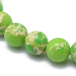 Imperial Jasper Synthetic Regalite Bead Stretch Bracelets, Round, Dyed, Lawn Green, 2 inch~2-3/8 inch(5~6cm), Bead: 5.8~6.8mm