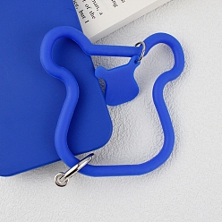 Blue Silicone Cattle Head Loop Phone Lanyard, Wrist Lanyard Strap with Plastic & Alloy Keychain Holder, Blue, 12.5x9.2x0.7cm