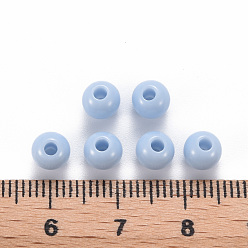 Light Sky Blue Opaque Acrylic Beads, Round, Light Sky Blue, 6x5mm, Hole: 1.8mm, about 4400pcs/500g