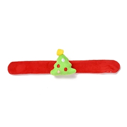 Lawn Green Christmas Slap Bracelets, Snap Bracelets for Kids and Adults Christmas Party, Christmas Tree, Lawn Green, 24.5x2.5x0.2cm