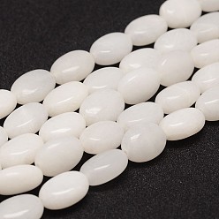 White Jade Natural White Jade Bead Strands, Oval, 14x10x7mm, Hole: 1mm, about 28pcs/strand, 15.5 inch