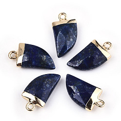 Lapis Lazuli Naturelles lapis-lazuli pendentifs, top plaqué or clair, avec boucle en fer, fourreau, facette, 20x10.5x5mm, Trou: 1.8mm